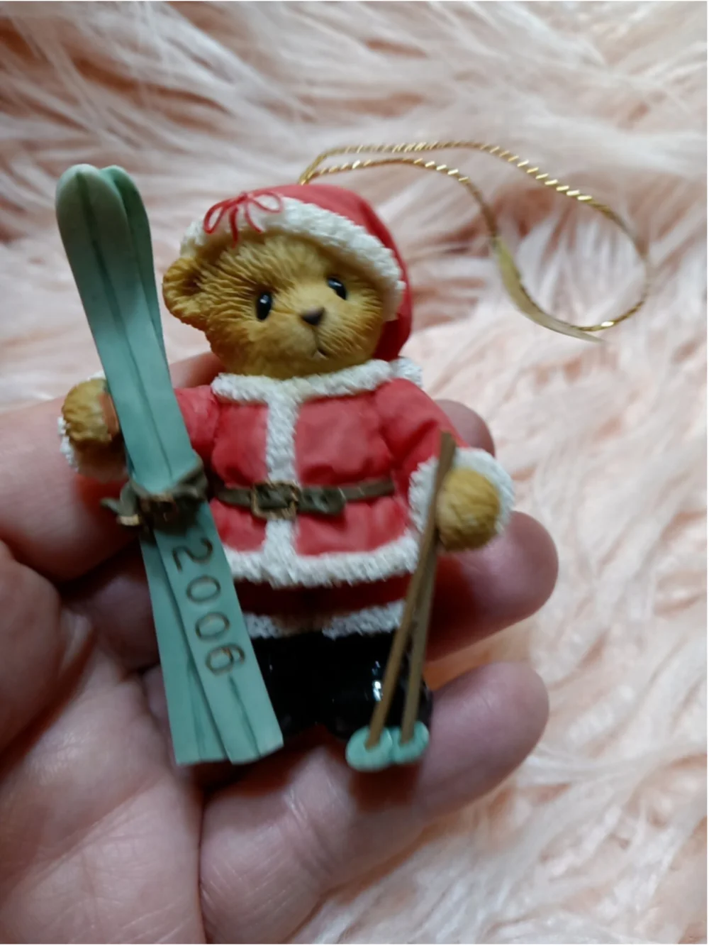 Cherished Teddies 2006 Bear w/Skis Hanging Christmas Ornament #4005155 Santa